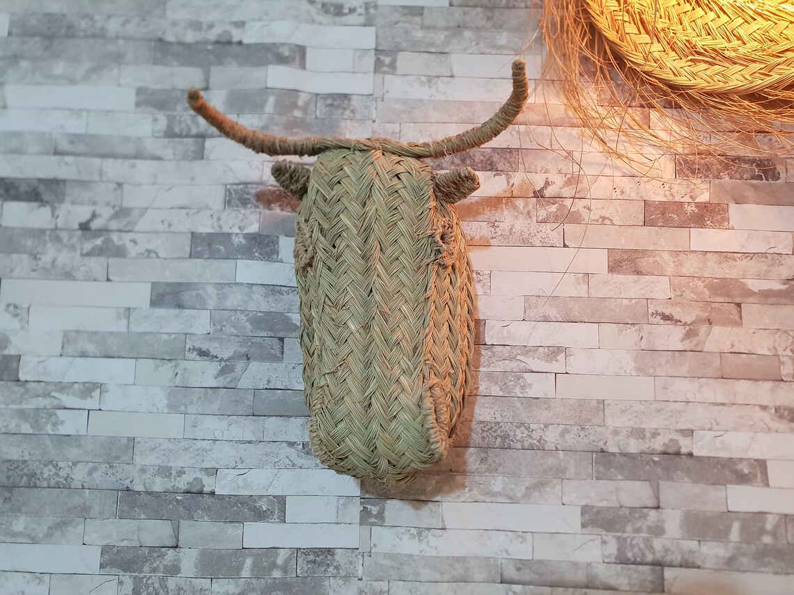 Moroccan handmade rattan Cow head wall hanging animal head Etsy