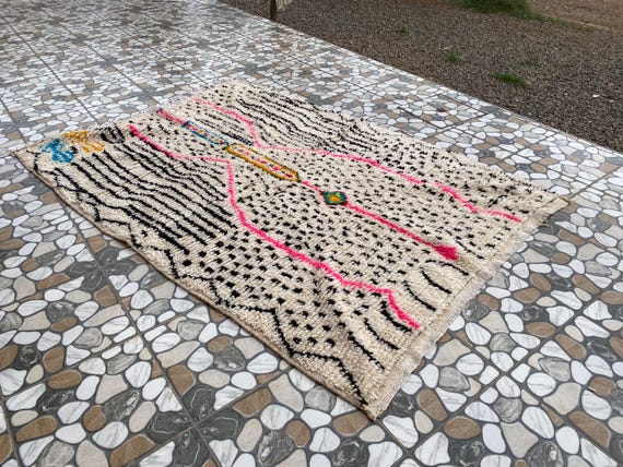 Fabulous Moroccan Rug, Handmade Beni Ourain Rug, Bohemian Abstract carpet,Berber Handwoven Rug,Sheep Wool Rug,Colorful Wool Carpet