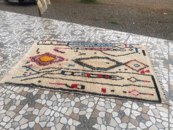 Custom All Sizes Rug, Soft Moroccan Azilal Rug, Rug For Living Room, Beni Ourain Rug, Moroccan Wool Rug