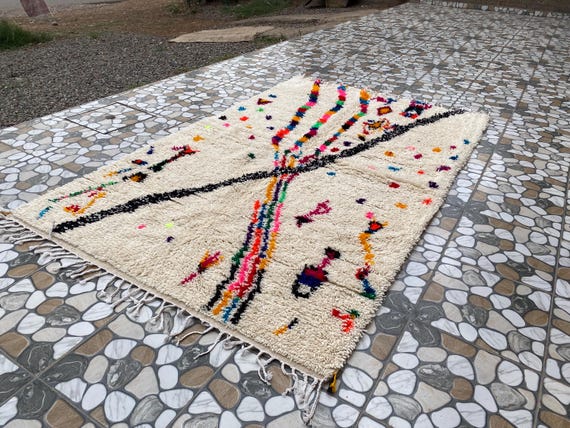 Moroccan Beni Ourain Azilal Rug | Handmade Berber Carpet | Custom Fabulous Boujaad-Boho Design | Soft Colors for Cozy Homes