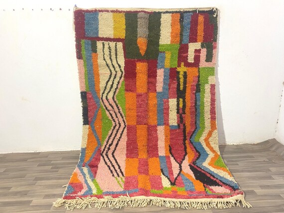 Moroccan Wool Rugs Traditional Handwoven, Stylish Rugs for Living Room or Bedroom Gift