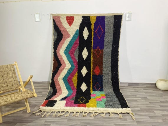 Fabulous Moroccan Rug - Beni Ourain Tribal Carpet for Bohemian Home Décor & Natural Woven Design Area Rugs