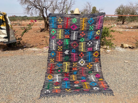 Beni Ourain Rug, Moroccan Kilim Rug, Fair Trade Artisan, Soft Wool Flatweave, Cozy Boho Carpet, Handmade Textile, Warm Living Room