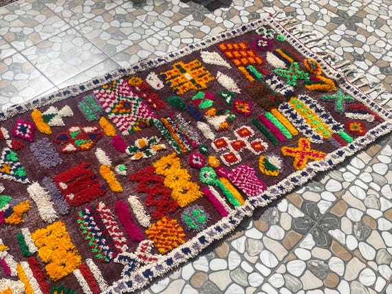 Abstract Colorful Moroccan Rug, Custom Fabulous Moroccan Rug from boujaad-boho abstract soft color carpet-handmade by berber women
