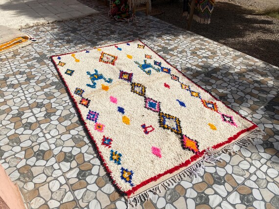 GORGEOUS BENIOURAIN CARPET, Moroccan Handmade Rug, Blue Rug, Living Room Rug, Handmade Wool Carpet, Azilal Berber Rug, Handwoven Rug