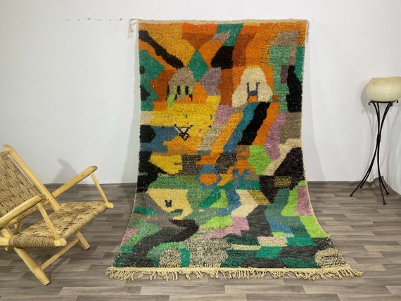 70% OFF* Handmade Moroccan Wool Rug in Shades of Green - Unique Housewarming Gift, wool rug, living room rug, Beniouarain rug, free shipping