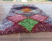 vintage unique Moroccan boucherouite rug_vintage boujad rug_wool rug_ handmade rug_lulticolor rug