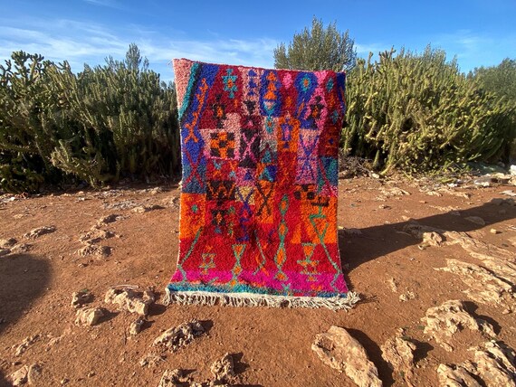 Moroccan Handmade rug ,Beni ourain style Morocco wool Berber Rug, modern rug, Hand woven rug, Azilal Berber style - white Rug Morocco