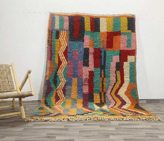 Moroccan Rug , Rug for living room , Handmade area rug , Wool Beni Ourain Rug , Colorful berber Rug , Custom Area Rug