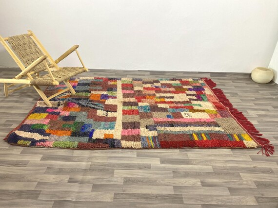 GORGEOUS BENIOURAIN CARPET, Moroccan Handmade Rug, Handmade Azilal  Wool Carpet For Living Room