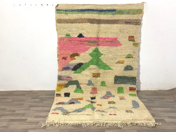 Moroccan Rug - Custom Handwoven Steel Beni Ourain, Handmade Stript Berber Wool Carpet, Bohemian Style