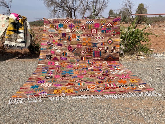Unique Moroccan Kilim Rug, Moroccan Area rug, Berber Wool rug, Moroccan Flatweave Rug, Moroccan Orange Kilim Rug, Handwoven Rug, 9x12 ft