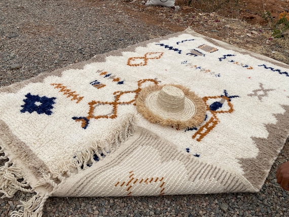 Authentic Moroccan Rug, Custom Beni Ourain rug, Azilal rug, Large Moroccan Rug, White& Black Rug, Custom Moroccan Rug ,Handmade Wool Rug