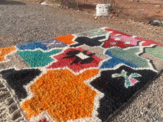 Moroccan Handmade rug ,Beni ourain style Morocco wool Berber Rug, modern rug, Hand woven rug, Azilal Berber style - white Rug Morocco