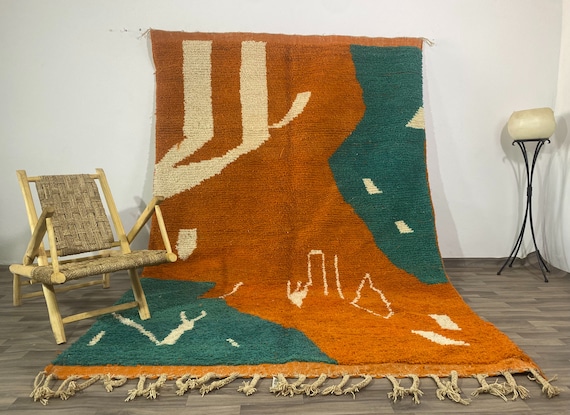 Rugs for living room, Boujaad Rug Custom, Handmade Berber Rug Unique, Colorful Area Rug 6x9, Moroccan Made Pink Gift for moom