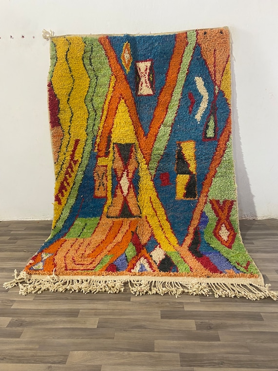 Moroccan Beni Ourain Doormat Rug - Handwoven 100% Wool, Colorful, Modern & Unique Home Decor
