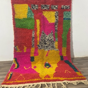 Amazing Moroccan Pink Rug - Custom Bohemian Rugs - Wool Rug Green - Quality Handmade Morrocan Rug -Personalize Gifts For Home Decor