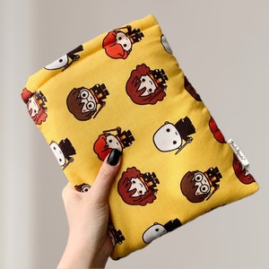 Illustrated Characters Yellow Fabric Book Sleeve