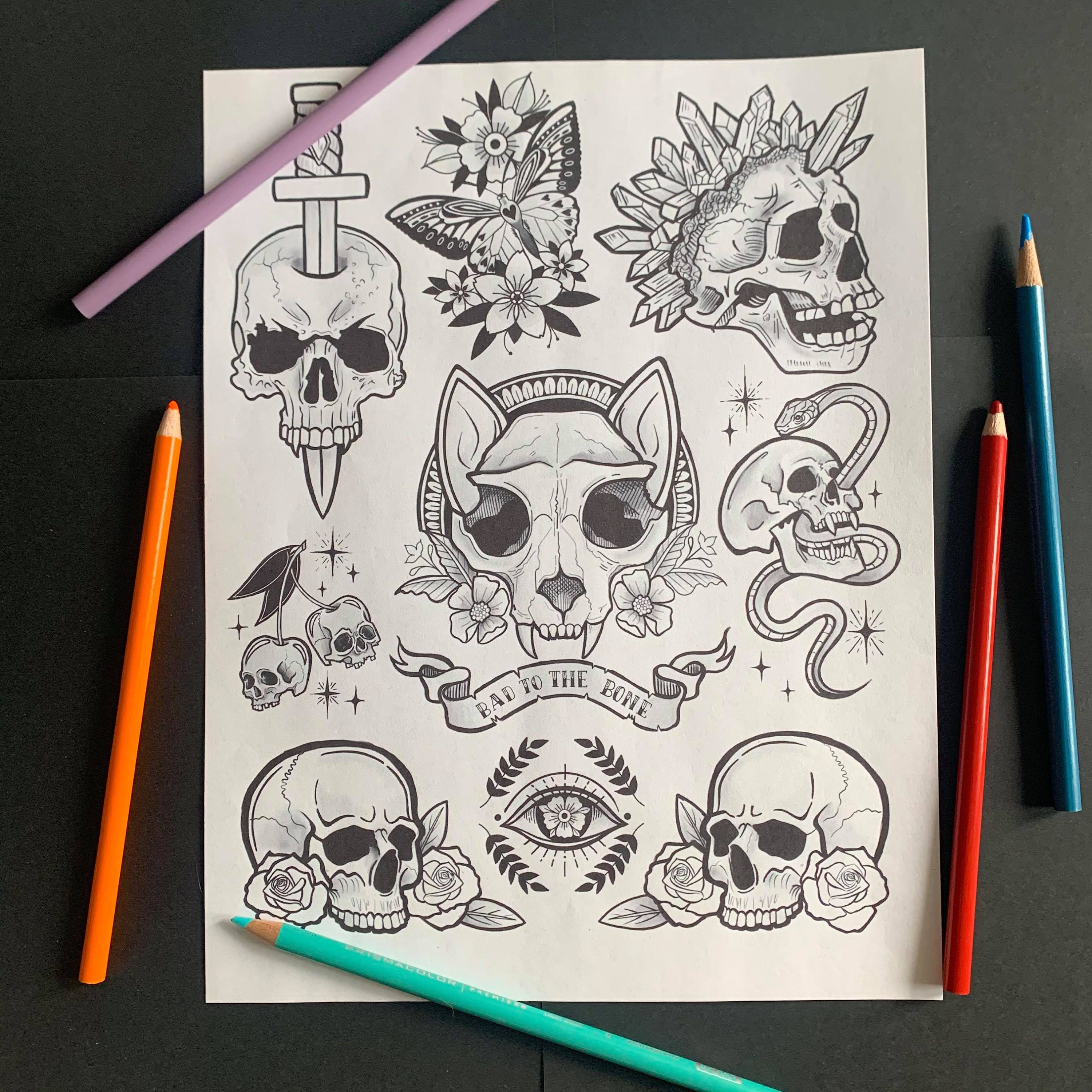 Amazon.com: Vintage Tattoo Flash Coloring Book: Stress