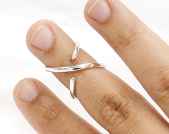 Sterling Silver Mallet Finger Splint Ring: Adjustable Finger Support