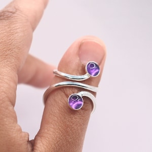 Mallet Finger Ring with Amethyst Stones • Trigger Finger Splint Ring • Sterling Silver Ring • Trigger Finger Ring • Silver Splint Ring •