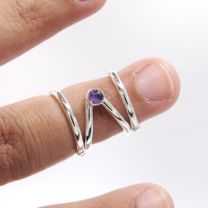 Mallet Finger Ring with Amethyst Stone • Trigger Finger Splint Ring • Sterling Silver Ring • Trigger Finger Ring • Silver Trigger Splint