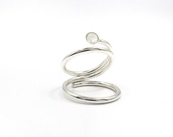 Swan Splint Ring with Rainbow Moonstone • Adjustable PIP or DIP Joints • Silver Splint Ring •  Rheumatoid Arthritis Splint • Arthritis Ring