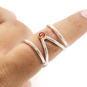 Mallet Finger Ring with Red CZ Stone • Trigger Finger Splint Ring • Sterling Silver Ring • Trigger Finger Ring • Silver Trigger Splint
