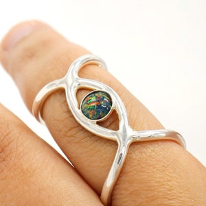 EyeTriggerSplint ™ Finger Ring Splint with Kyocera Black Opal Stone •Sterling Silver Boutonniere Finger Ring• Triggering Thumb Finger Splint