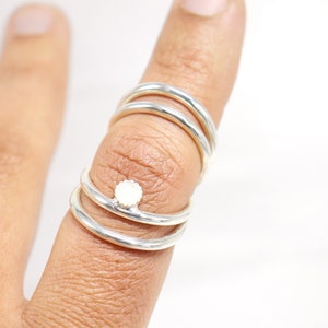SwanBelleMoonStone Ring Splint • Sterling Silver Swan Neck Splint for PIP or DIP Joint • RA Dip Rheumatoid Arthritis Splint • Arthritis Ring