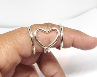 Sterling Silver or Brass Heart Splint Ring: Lateral deviation Support Splint