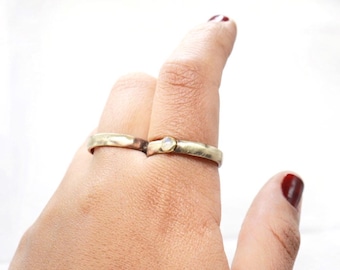 Handmade Brass Buddy Splint Ring with Moonstone: Finger Support