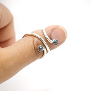 Mallet Finger Ring with Hematite Stone • Trigger Finger Splint Ring • Sterling Silver Ring • Trigger Finger Ring • Silver Splint Ring •