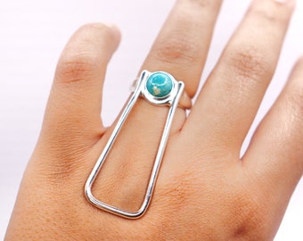 MCP joint Splint Ring with Natural Turquoise  • Sterling Silver Splint Ring • Splint ring with extensions  • Custom handmade Splint Ring