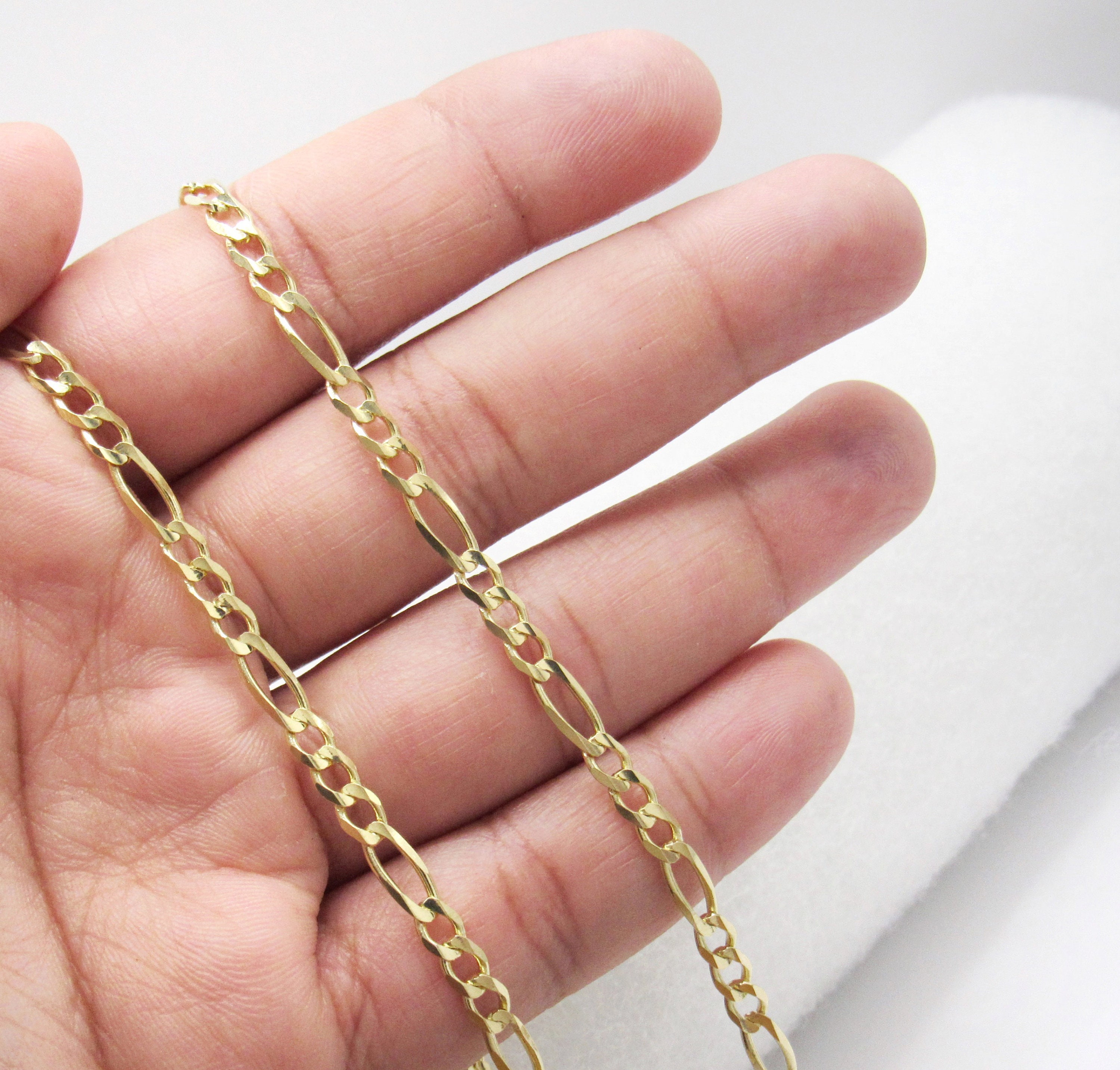 Collar de cadena de oro con corte diamante de 7 mm, cadena Figaro 24 K 30  veces más grueso que cualquier otra fabricada en EE. UU.