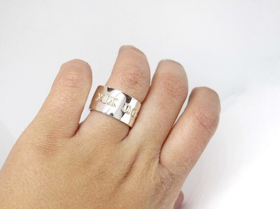 Band Ring Hammered Sterling Silver 11mm Wide Mens or Womens Band Ring Hammered Sterling Silver 11mm Wide Mens or Womens