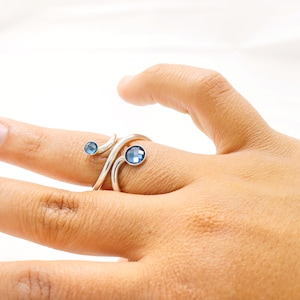 Mallet Finger Ring with Blue CZ Stones • Trigger Finger Splint Ring • Sterling Silver Ring • Trigger Finger Ring • Silver Splint Ring •