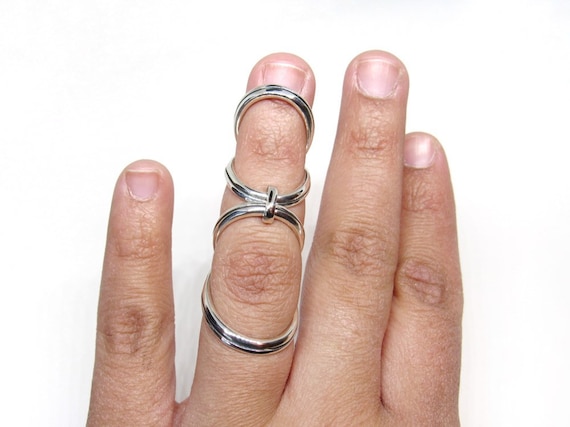 Attached Adjustable Silver Splint Rings DIP PIP and MCP Combination Splint  Swan Neck Splint Custom Handmade Splint Ring Ring Splint 