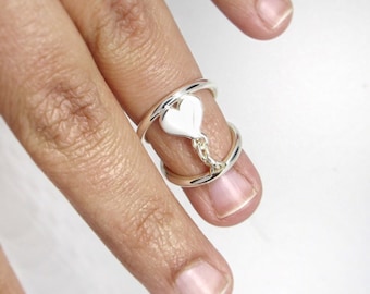 HeartAdjustable© Silver Splint Ring for PIP or DIP Joint • Swan Neck Splint • Silver Ring Splint • Arthritis ring • RA Rheumatoid Arthritis