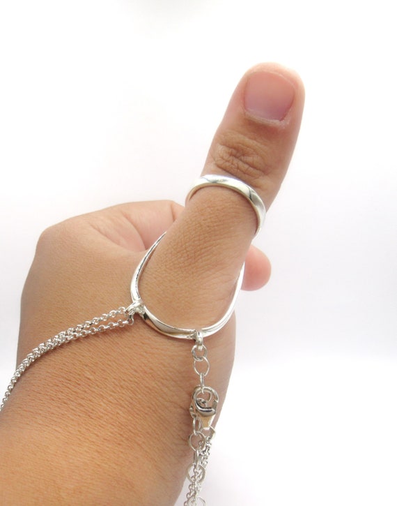 Thumb MCP Silver Splint Ring With Bracelet Thumb Splint 925 Silver MCP  Hyperextension Splint MCP Joint Brace by Evabelle 