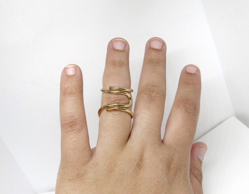 14k Yellow Gold Fill Splint Ring mallet Finger Ring - Etsy