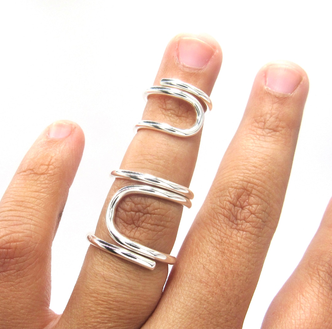 Attached Swan Silver Splints Rings • Combination Splint