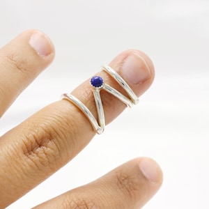 Mallet Finger Ring with Lapis Stone • Trigger Finger Splint Ring • Sterling Silver Ring • Trigger Finger Ring • Silver Trigger Splint