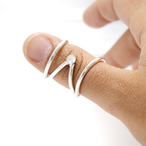 Mallet Finger Ring with White CZ Stone • Trigger Finger Splint Ring • Sterling Silver Ring • Trigger Finger Ring • Silver Trigger Splint
