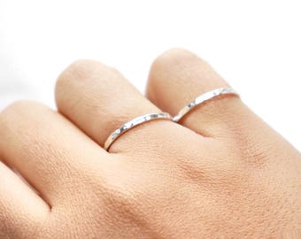 Handmade Sterling Silver Hammered Buddy Ring: Finger Support