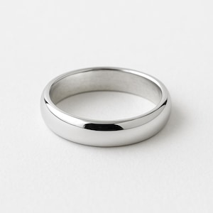 Alianza de boda de plata de ley: anillo abovedado de 5 mm, grabado de aniversario
