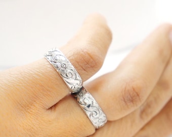 Handmade Sterling Silver Buddy Splint Ring: Floral Support Ring