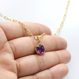 Yellow Gold Fill and Amethyst Necklace • 14k Gold Fill • dianty Necklace • vintage Necklace • Bridesmaid Gift  • Valentines gift Christmas