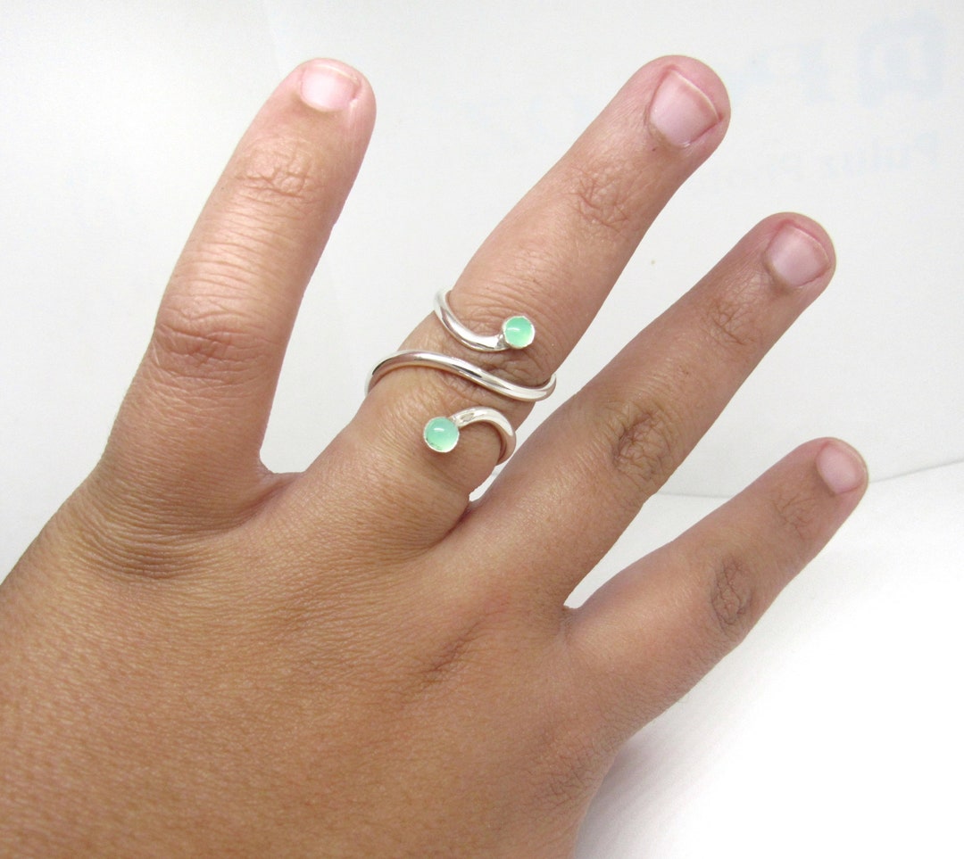 Mallet Finger Ring With Chrysoprase Stone Trigger Finger Etsy