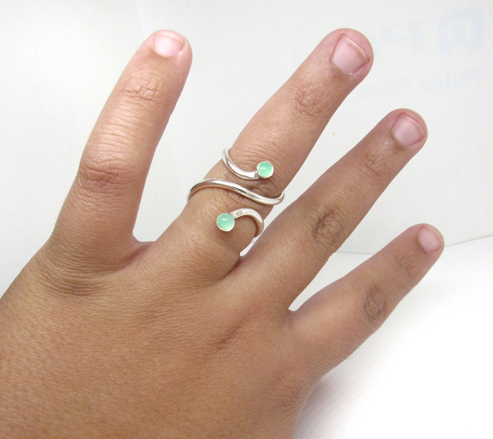 Mallet Finger Ring With Chrysoprase Stone Trigger Finger Etsy